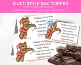 Valentine Kisses Bag Topper Printable