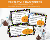 Pumpkin Kisses Printable Halloween Bag Topper