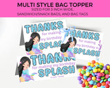 Custom Mermaid Thank You Personalizable Bag Topper Tag Canva Template Printable