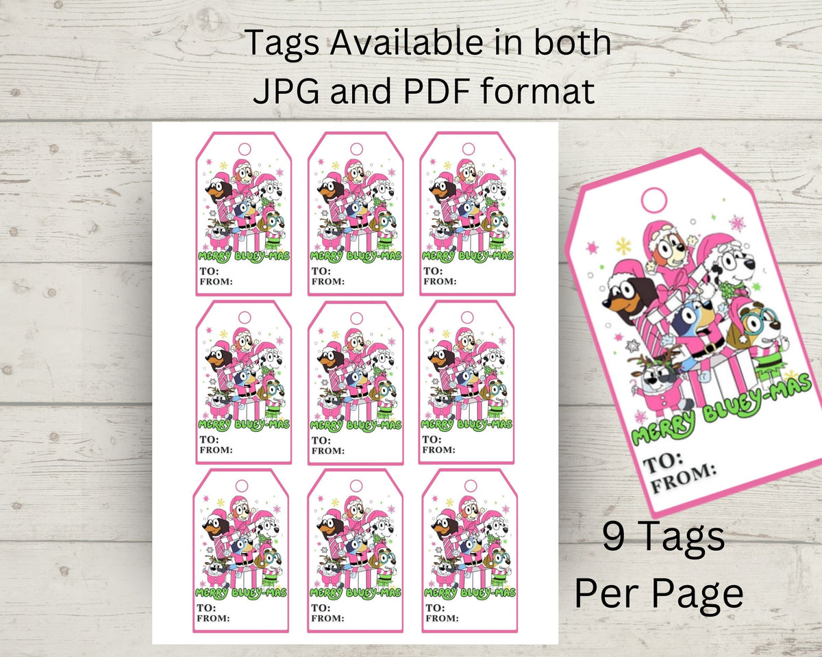 Pink Coquette Bow Christmas Tree Gift Tags Printable