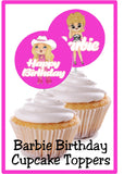 Barbie Birthday Cupcake Toppers Ages 1-16, 18, 21