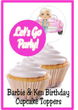 Barbie Birthday Cupcake Toppers Ages 1-16, 18, 21