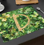 Flower and Butterfly Green and Gold St Patricks Day Monogram Name Personalized Placemat