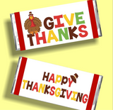 Give Thanks Thanksgiving Candy Bar Wrapper