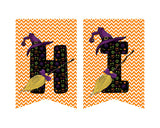 Chevron Witch Halloween Pennant Banner Printable