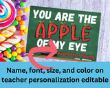 You are the Apple of my Eye Back to School First Day Bag Topper Canva Template Printable Gift from Teacher