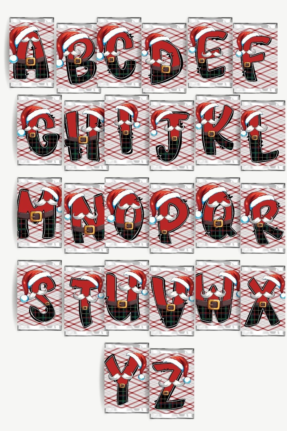 Santa Alphabet Hershey Candy Bar Wrapper Stocking Stuffer Printable