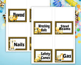 Cute Construction Editable Table Card Printables