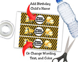 Cute Construction Personalizable Water Bottle Label Printable