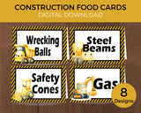 Cute Construction Editable Table Card Printables