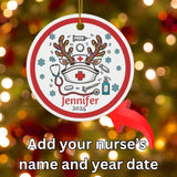 Reindeer Nurse Personalized Christmas Ornament