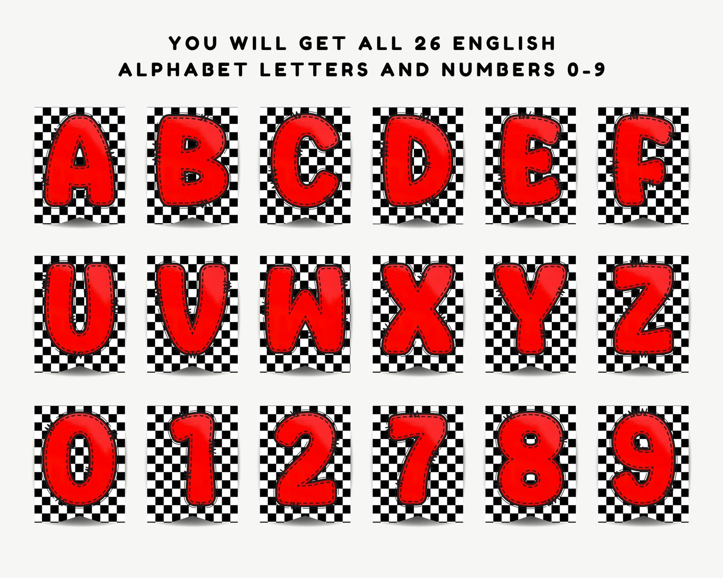 Checkered Flag Racing Birthday Pennant Banner Printable