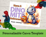 Dinomite Halloween Bag Topper Canva Template Printable