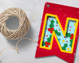 Christmas ABC Printable Pennant Banner with Canva Template