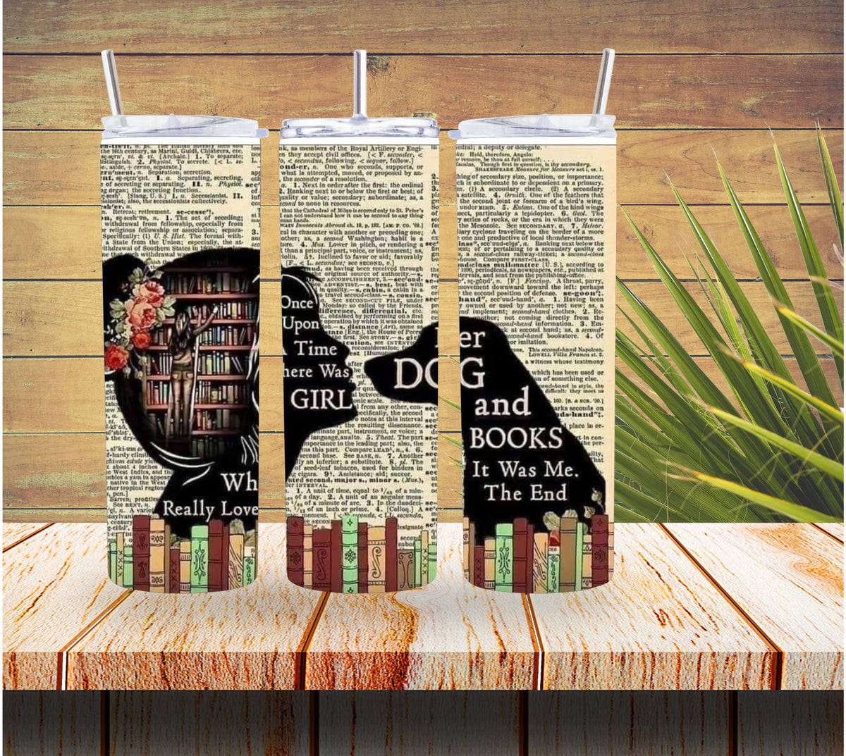 Loved Her Books and Her Dog Book 20 ounce Stainless Steel Tumbler *563