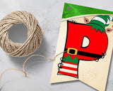 Christmas Elf Pennant Banner Printable Canva Template
