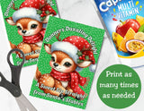 Reindeer Capri Sun Labels – Printable Christmas Drink Pouch Stickers for Kids