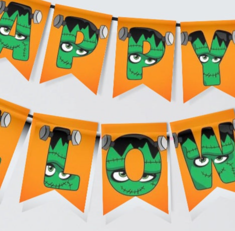 Frankenstein Monster Halloween Pennant Banner Printable