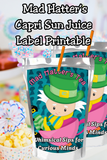 Alice in Wonderland Capri Sun Printable Labels
