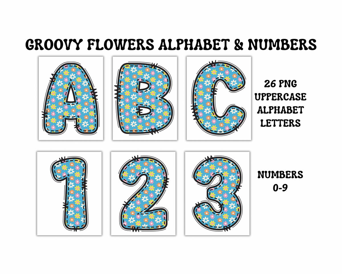Groovy Alphabet Clipart Letters and Numbers