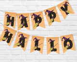 Chevron Witch Halloween Pennant Banner Printable