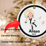 Girl Karate Player Custom Name Christmas Ornament