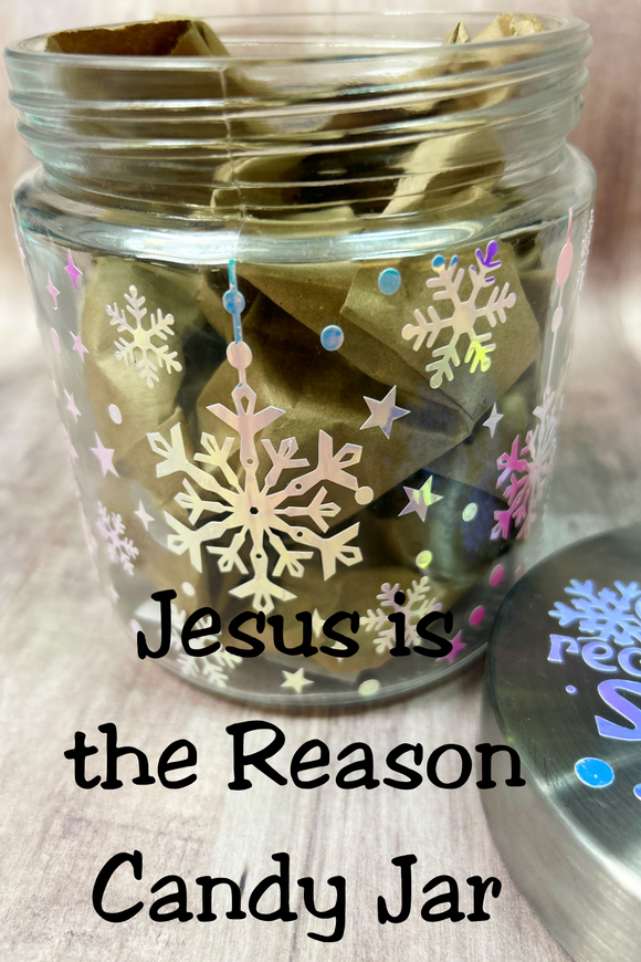 Jesus is the Reason for the Season Snowflake Candy Jar