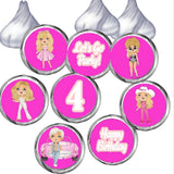 Barbie Birthday Hershey Kiss Labels Ages 1-16, 18, 21