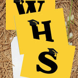 Black and Gold School Colors Monogram Graduation Printable Notecards