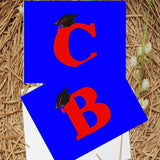 Blue and Red School Colors Monogram Graduation Printable Notecards