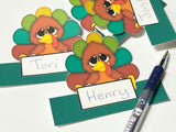 Turkey Thanksgiving Name Card Napkin Ring Printable