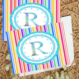 Bright Stripes Monogram Note Cards Print