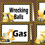 Cute Construction Editable Table Card Printables