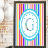 Bright Stripes Monogram Print