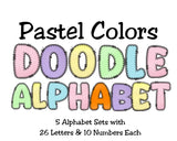 Pastel Colors Doodle Alphabet