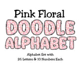 Floral Doodle Alphabet Clip Art for Parties, Nursery Decor, Easter