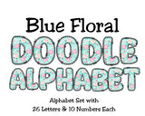 Floral Doodle Alphabet Clip Art for Parties, Nursery Decor, Easter