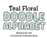 Floral Doodle Alphabet Clip Art for Parties, Nursery Decor, Easter