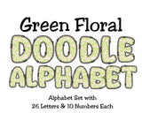 Floral Doodle Alphabet Clip Art for Parties, Nursery Decor, Easter