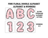 Floral Doodle Alphabet Clip Art for Parties, Nursery Decor, Easter