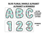 Floral Doodle Alphabet Clip Art for Parties, Nursery Decor, Easter