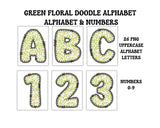 Floral Doodle Alphabet Clip Art for Parties, Nursery Decor, Easter