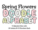 Floral Doodle Alphabet Clip Art for Parties, Nursery Decor, Easter