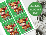 Reindeer Capri Sun Labels – Printable Christmas Drink Pouch Stickers for Kids