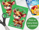Reindeer Capri Sun Labels – Printable Christmas Drink Pouch Stickers for Kids