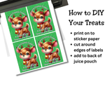 Reindeer Capri Sun Labels – Printable Christmas Drink Pouch Stickers for Kids