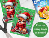 Reindeer Capri Sun Labels – Printable Christmas Drink Pouch Stickers for Kids