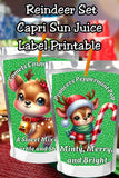 Reindeer Capri Sun Labels – Printable Christmas Drink Pouch Stickers for Kids