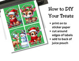 Reindeer Capri Sun Labels – Printable Christmas Drink Pouch Stickers for Kids