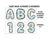 Blue Baby Bear Alphabet Clip Art Sets